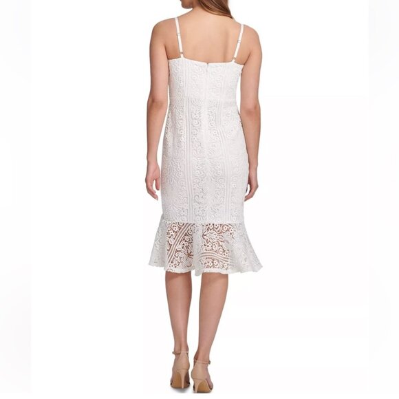 NWT Guess White Sleeveless Lace Trumpet Sheath Dress, Size 10 - Picture 2 of 16